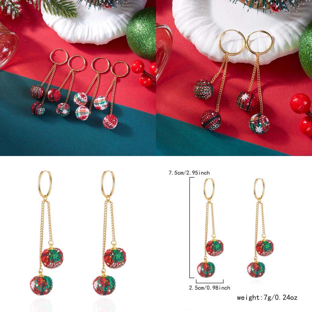 Christmas Ball Fringe Earrings With Heart Gingerbread Accents For Holiday Fashion