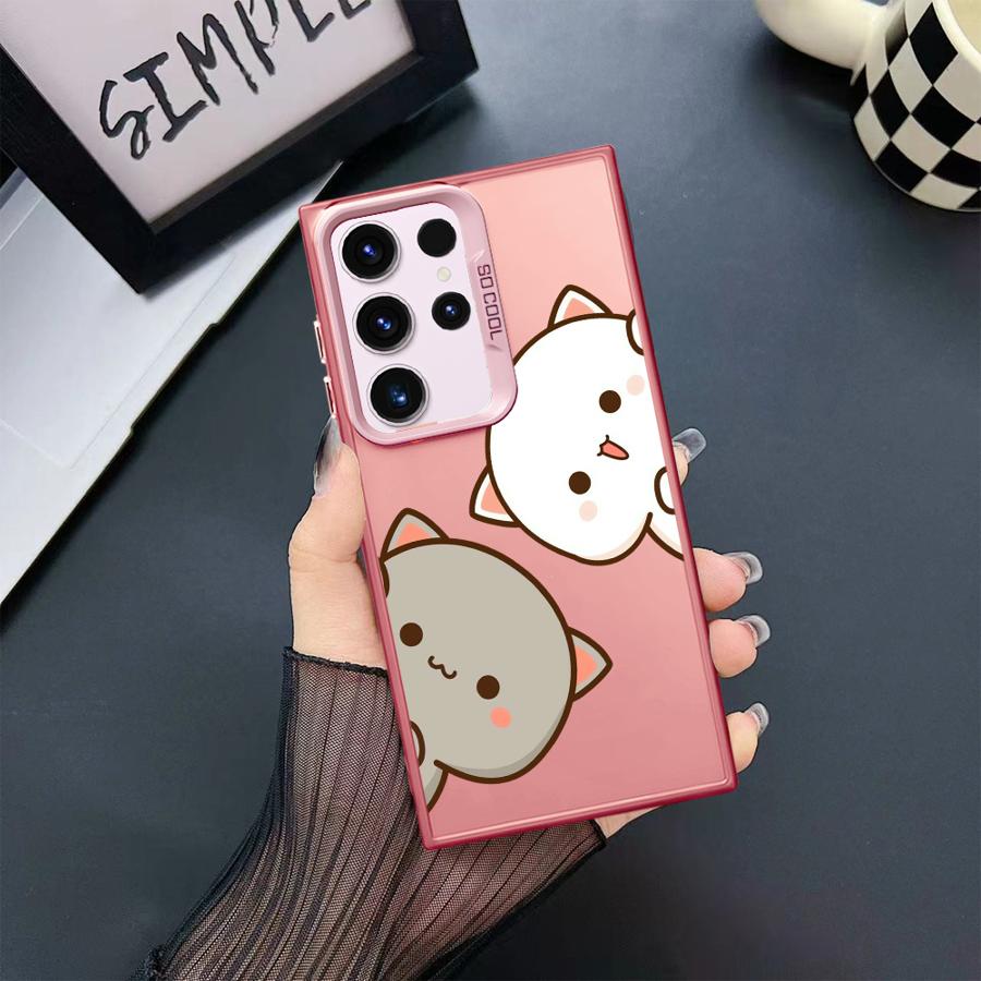 Phone Case for Samsung Galaxy S23 S24 S25 Ultra S20 S22 S23 FE Note 20 S21 Plus S24FE Shell Cover Cute Cartoon Cat Couple