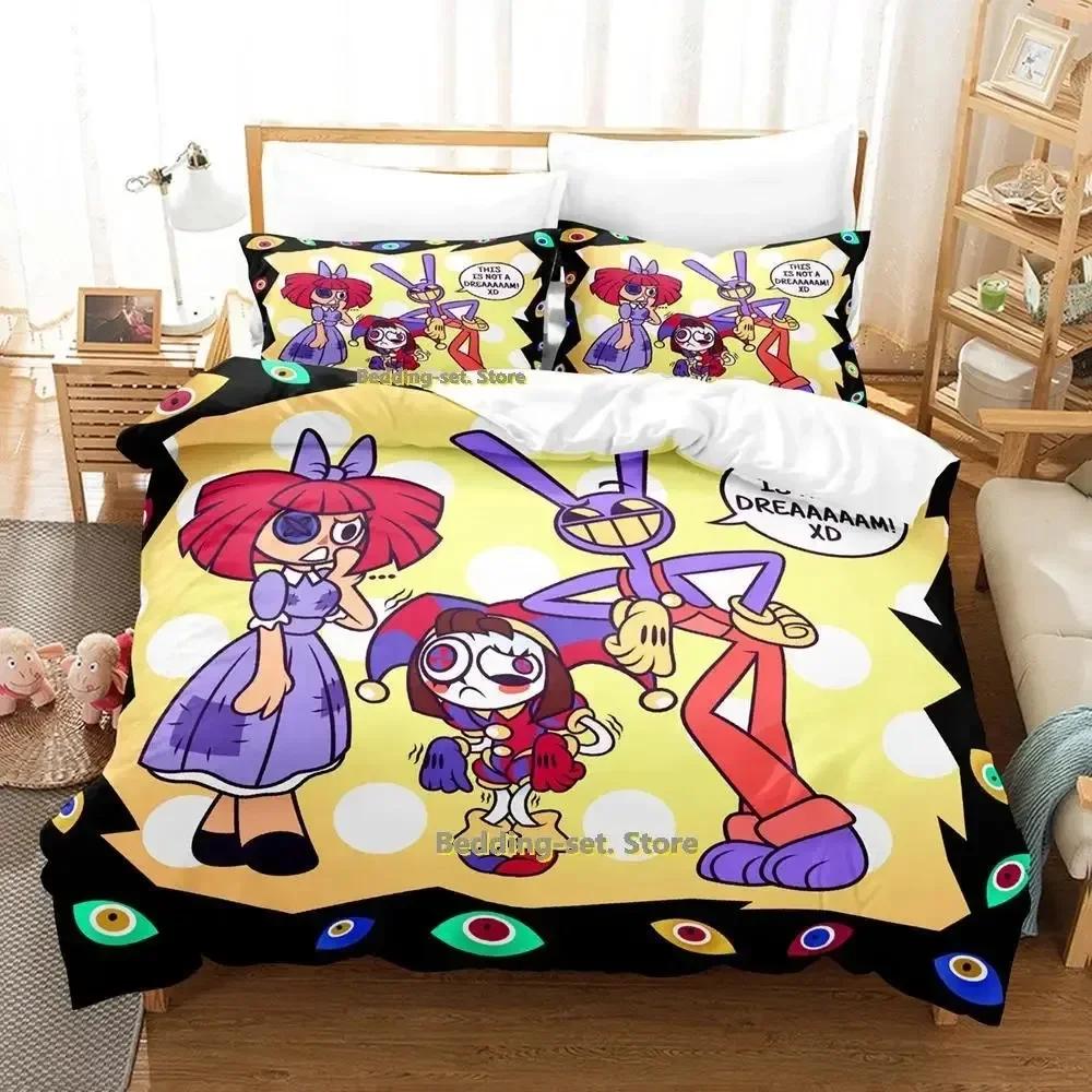 3D Printing The Amazing Digital Circus Bedding Set Cartoon Anime Three-piece Set Adult Kid Bedroom Duvetcover Sets Home Textiles