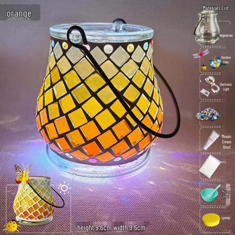 Glass Mosaic Candle Holder DIY Kit: Handmade Parent-Child Educational Toy for Children's Day