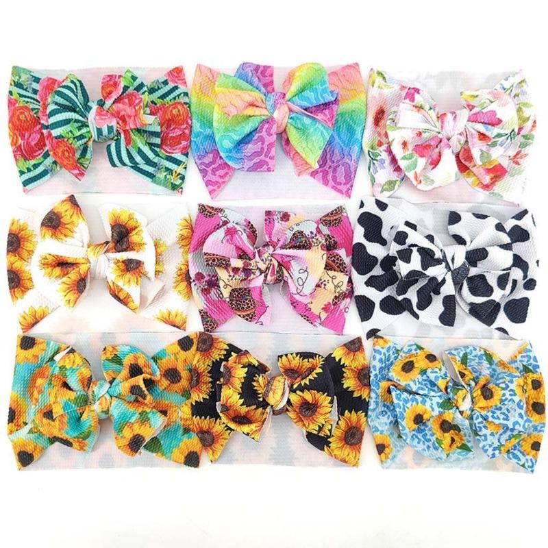 New Baby Headband, Cute Floral Seamless Wide-brimmed Children's Headscarf, Bow Baby Hair Accessories