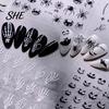 Fingertip Nail Art Halloween 3D Embossed Stickers, Skeleton Hand Pumpkin Spider Bat Supplies Decals, Gothic Manicure Decoration Decals for Holiday