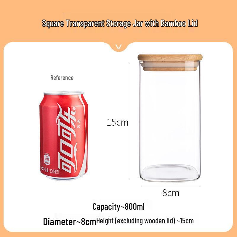 Square Moisture-Proof Glass Jar with Lid for Tea and Spices - New Style Storage Solution