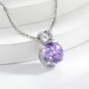 925 Sterling Silver Fashion Nest Cut Round Purple Crystal Zircon Pendant Necklace Birthday Party Anniversary Gift