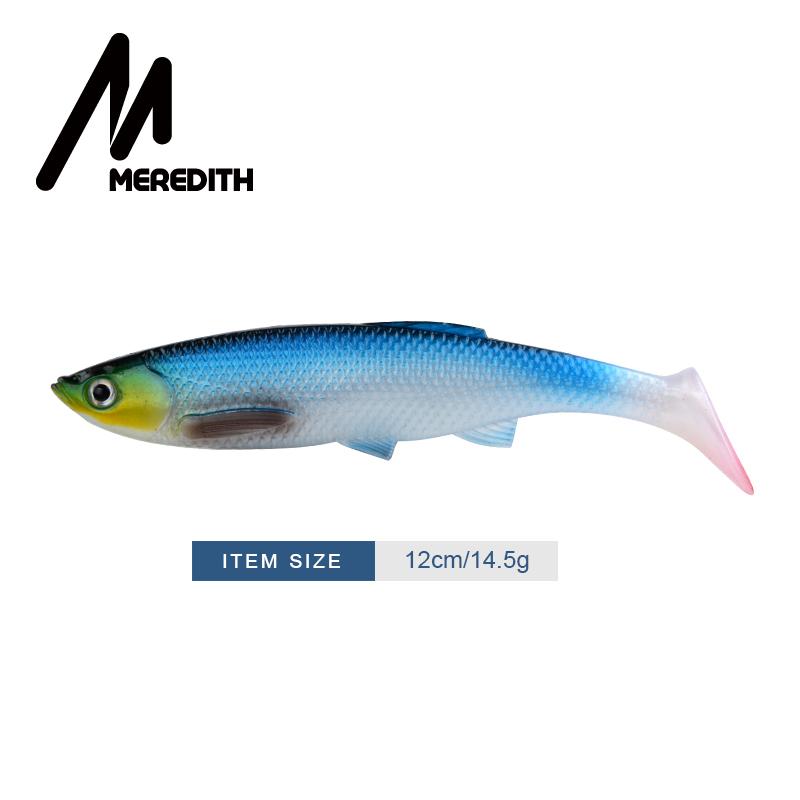 MEREDITH 4.73" Bleak Paddle Tail 14.5g 4pcs 120mm Fishing Soft Lures 3D Eyes T Tail Artificial Bait Plastic Pike Fishing Lures