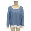 Women Striped Oversized Sweatshirt Long Sleeve Crewneck T-Shirt Split Hem Waffle Knitted Tunic Top Casual Fall Sweater