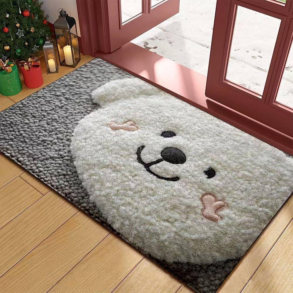 

Water-absorbing Christmas Door Mat Santa Claus Design Christmas Decor Anti-slip Pad Gingerbread Man Pattern Door Carpet