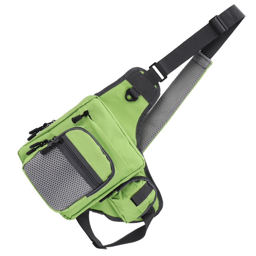 Multifunktionale Umhängetasche aus Polyester für Angelgeräte mit verstellbaren Schultergurten(Grün )