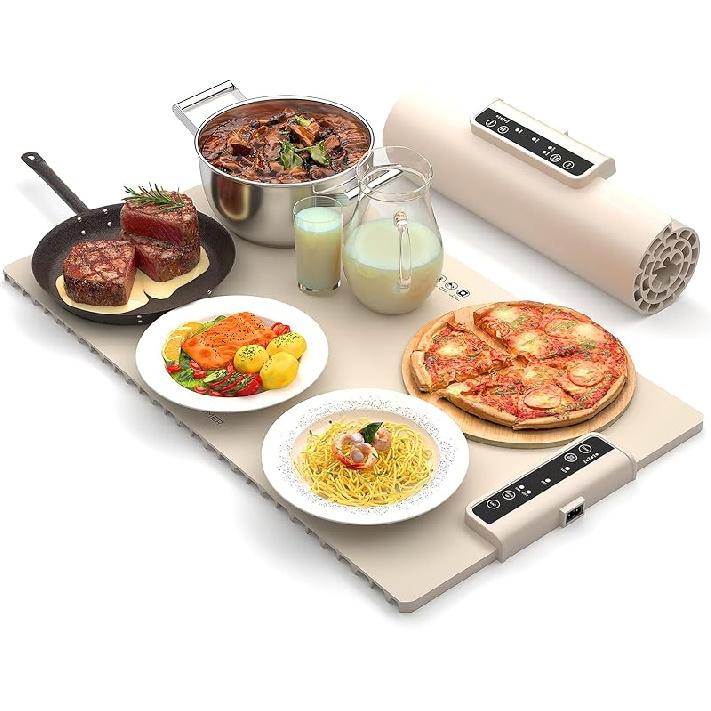 Electric Food Warming Mat: Innowarmer Silicone Food Warmer for Parties Buffet, Portable Fast Heating Pads for Food, Pizza Coffee Tea Heater Meat белый