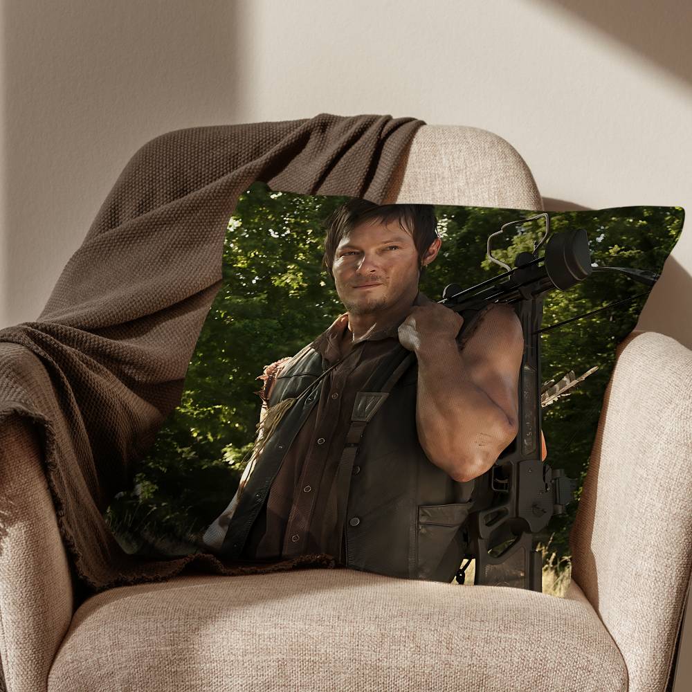 COOL Daryl T-The Walking Dead Pillow Case Square Double-Sided Printing Short Plush Sofa Cushion Cover Bedroom Bedside Pillow