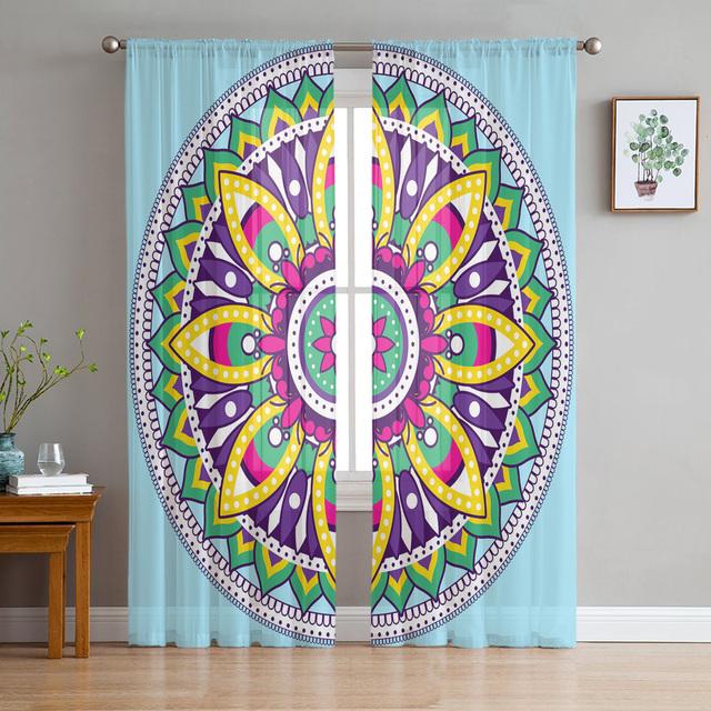 Bohemian Mandala Muster Gardinen für Wohnzimmer Moderne Voile Vorhang Schlafzimmer Tüll Vorhänge Fenster Vorhänge Dekor