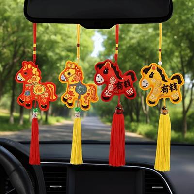 Chinese Style Horse Sachet Tassel Bag Charms Red Horse Car Horse Hanging Pendant Gift Horse Bell Tassel Pendant