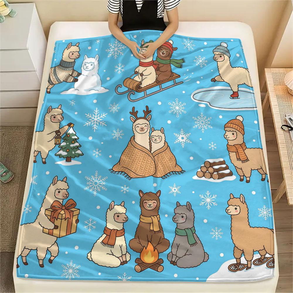 1PC Winter Hamsters Graphic Print Flannel Blanket Lightweight and portable for Home Decor Warmth and Comfort Birthday Present Birthday Gifts
