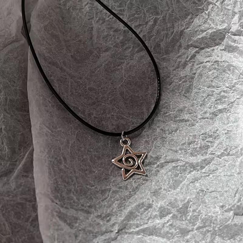 Sweet Cool Star Swirl Necklace with Tassel - Simple Spiral Pattern