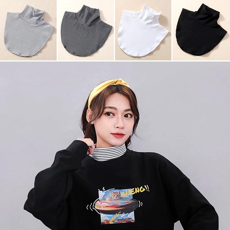1Pc Neck Guard Clothing Decoration Turtleneck Elastic Detachable Removable Fake Collar Warm Cotton Fashion Striped