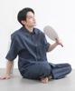 [KYOETSU] Men's Jinbei Shirt (Sold Separately), Shijira Weave, Men's Pajamas, Cotton, Top and Bottom Set (2. Simple Thin Stripe X Navy (Long Pants), L