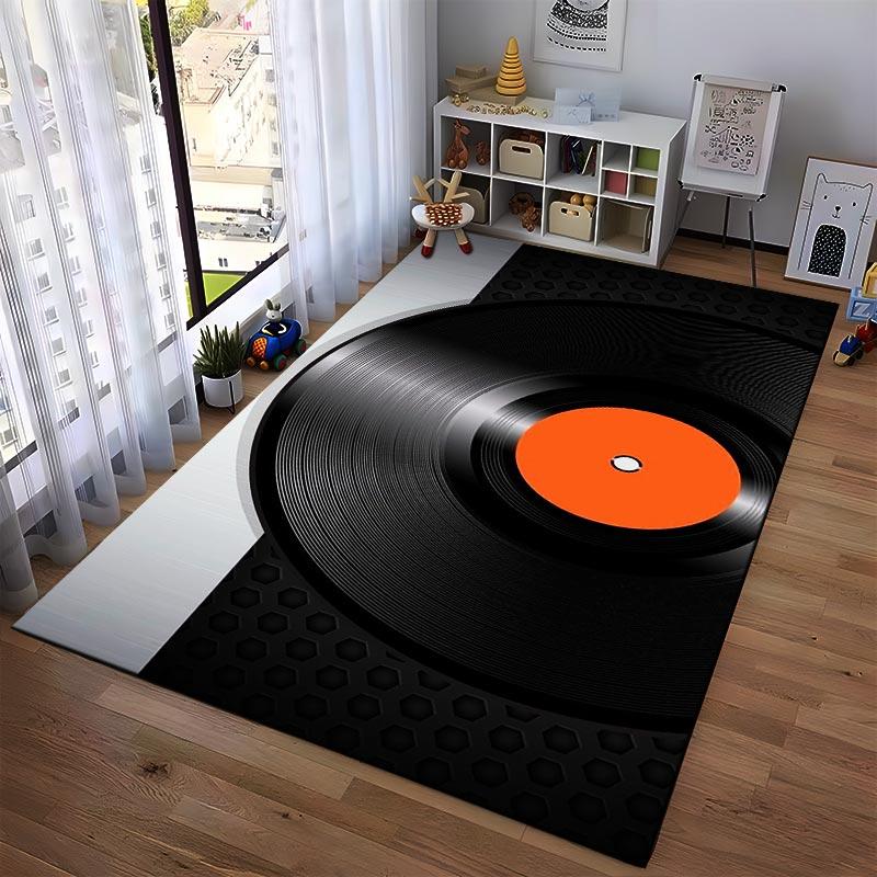 Vintage Vinyl Record Design Carpet for Living Room, Music Lover Decor Suitable for use as an anti-slip for living room bedroom sofas
