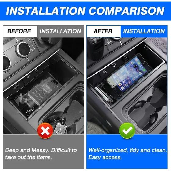 For Land Rover Defender 90 110 130 Accessories -2024 Center Console Organizer Tray Storage Box with Phone Slot,Glasses Shelf
