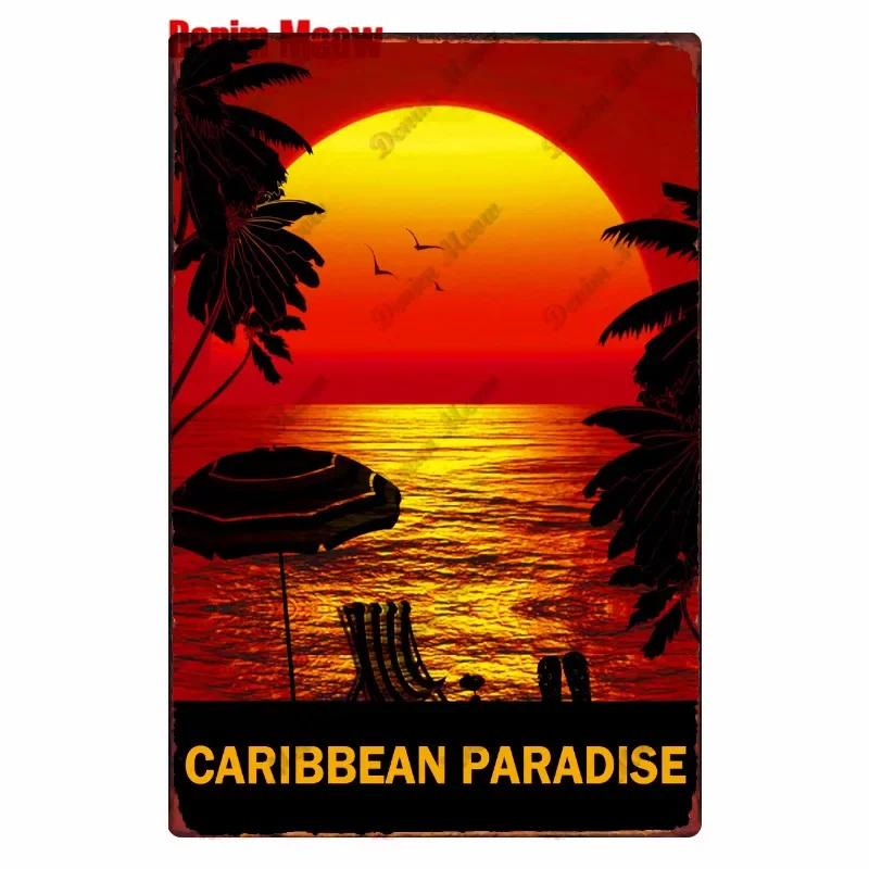 Beach Metal Tin Sign, Vintage Summer Beach Plates, Relax Wall Sign, Pool Tiki Bar Pub Seaside Ocean, Happy Place, Decor WY161