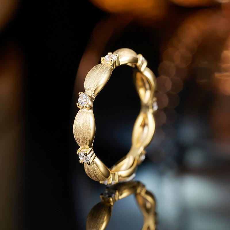 Medieval classic brushed ring women's new Italian craftsmanship retro niche design high-end rice ring