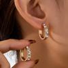 Minimalist Inlaid Zircon Cold Wind Ear Buckle Temperament Versatile Trend Earrings