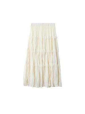 French Retro Crinkled Lace High-Waisted A-Line Layered Skirt for Women, 2026 Spring Collection