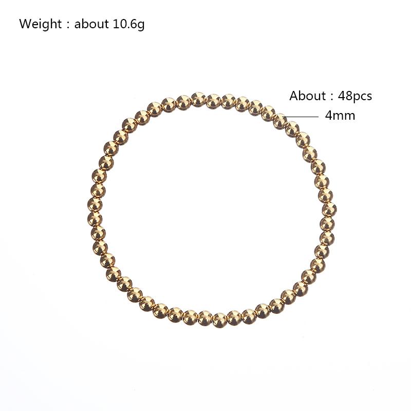 Fashion Jewelry Gold Plated Waterproof Metal Ball High Quality Smooth Diameter 3/4/6/8mm Elastic Stainless Steel Bracelet