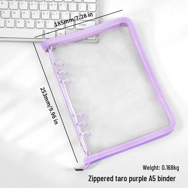 A5 Transparent PVC Ring Binder Notebook Planner, 6-Hole Photo Album with Removable Cover (A6 Compatible)
