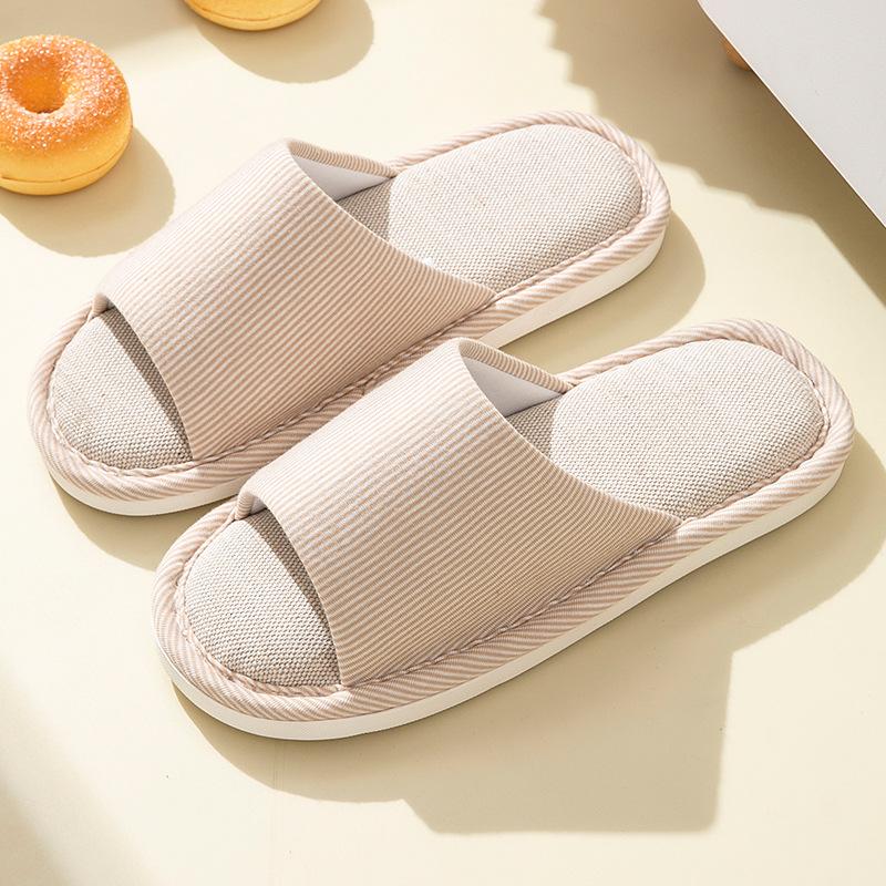 Japanische Leinenpantoffeln Damen Zuhause Paar Indoor Zuhause Leise Antibakteriell Vier Jahreszeiten Baumwolle und Leinen Eltern-Kind Pantoffeln Herren