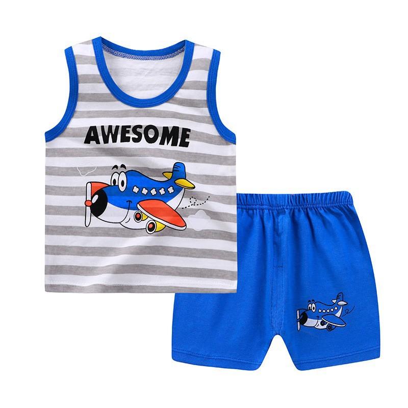 Children's Cotton Pullover Sets - Summer Boys' And Girls' Sleeveless T-shirts And Shorts Sets