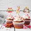 24pcs/set Christmas Cupcake Topper Xmas Gift Santa Claus Snowman Print Cupcake Topper Merry Christmas  Supplies New Year 2025