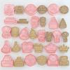 16pcs Birthday Cookie Mould Biscuit Fondant Embosser Stamp for Wedding Party Plastic Cake Decorating Baking Tool