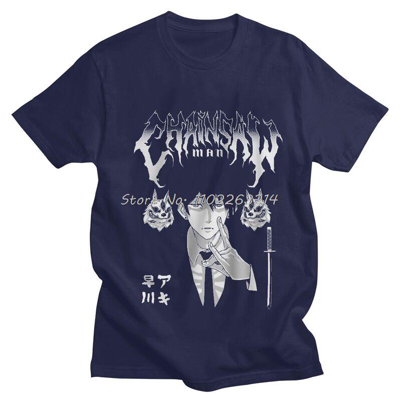 Harajuku T Shirt Men Short Sleeve Pure Cotton Tshirt Leisure Anime Manga Aki Hayakawa Tee Tops Streetwear Tshirts