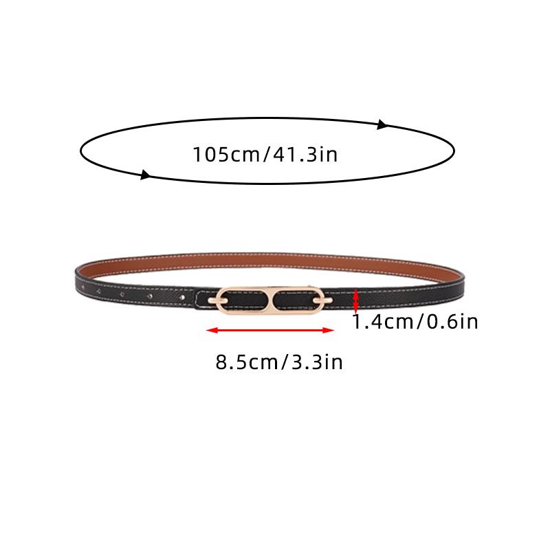 Gold Metal Buckle Double-side Wear Belt For Women Lady Thin PU Leather Adjustable Waist Belts Pants Dress Coat Waistband Straps