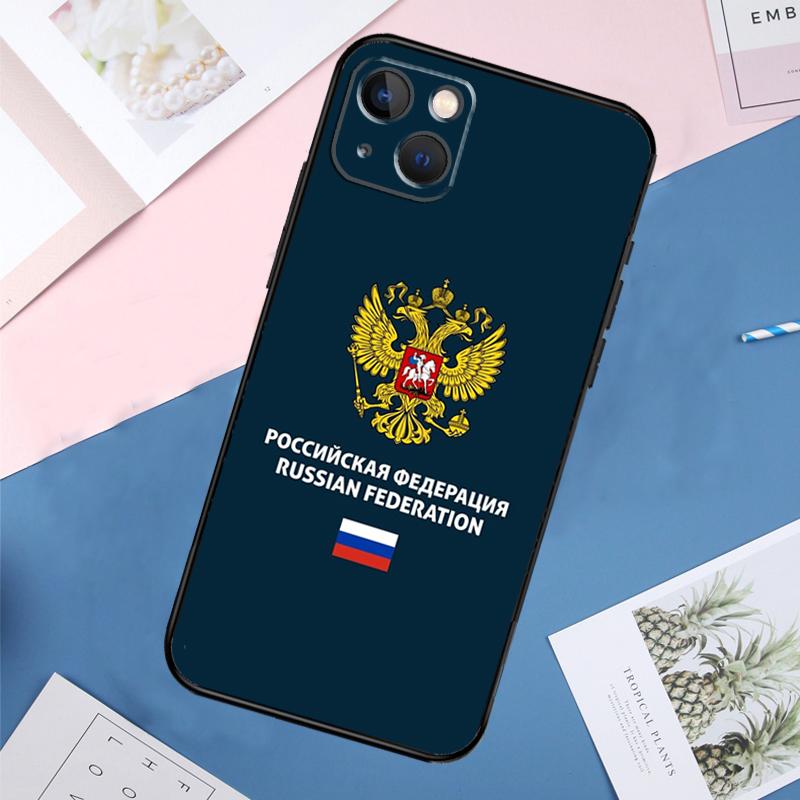 Russia Flag Coat Of Arms Phone Case For iPhone 11 14 15 16 Pro Max 13 12 Mini XS X XR Plus Protection Cover
