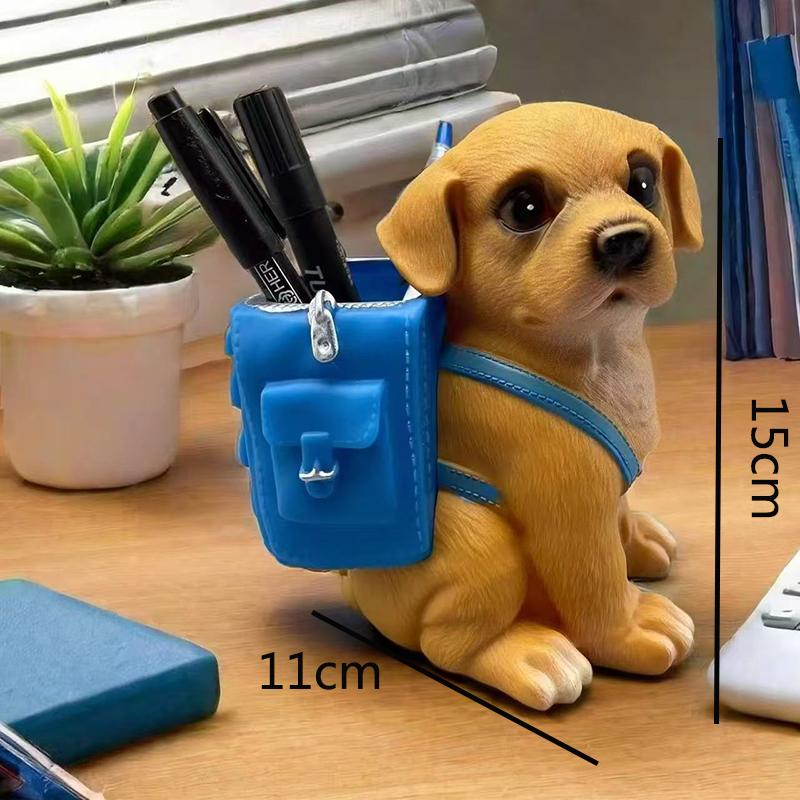 Cute Puppy Pen Holder Plastic Material Creative Stationery Storage Box Desktop Decor Student Stationery Supplies Children's Gift