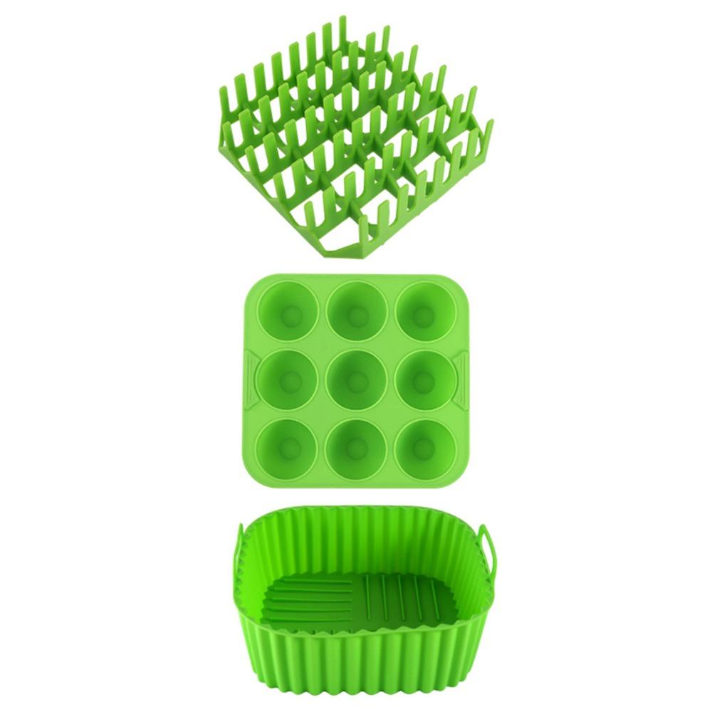 3 Piece/Set Non-Stick Air Fryer Silicone Baking Tray Square Household Cupcake Mold Heat-resistant Hot Dog Grill Cooking
