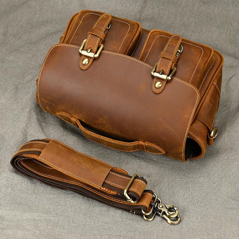 Vintage genuine leather camera bag and mini mirrorless camera bag premium leather shoulder and crossbody bag