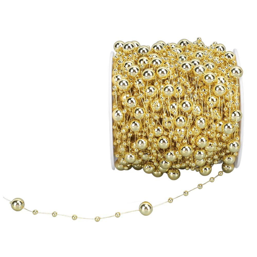 Party & Holiday DIY Decorations Gold Pearl Beads Chain 8+3mm Faux Pearl Pearl Strand Trim Silver Beaded Garland Christmas Tree