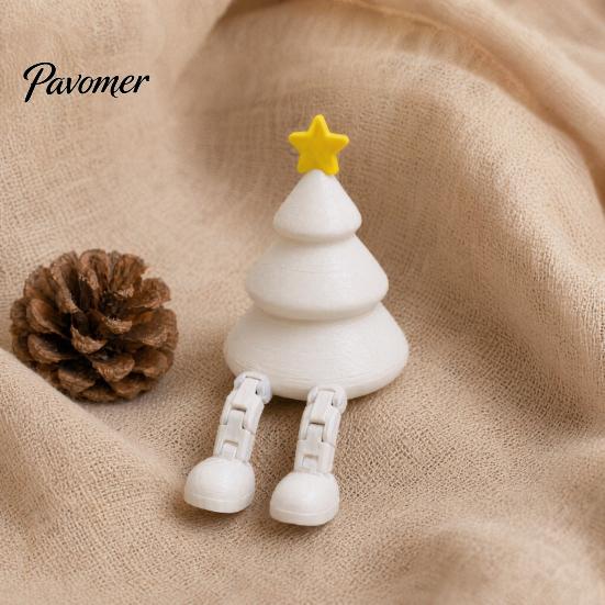 Christmas Tree Ornament Figurine with Articulated Legs, 3D Printed Xmas Statue, Mini Desk Decoration for Home Office Shelf Holiday