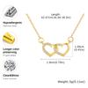 Exquisites Zirkon Doppelherz Halskette für Damen, Flache Rolo Kette Edelstahl Halsketten, Mode Wasserdichte Schmuck Geschenke