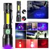7-Function USB Rechargeable Magnetic Flashlight with Fluorescent Detection: Includes Red, White, Purple, and COB Strong Light with Focus.