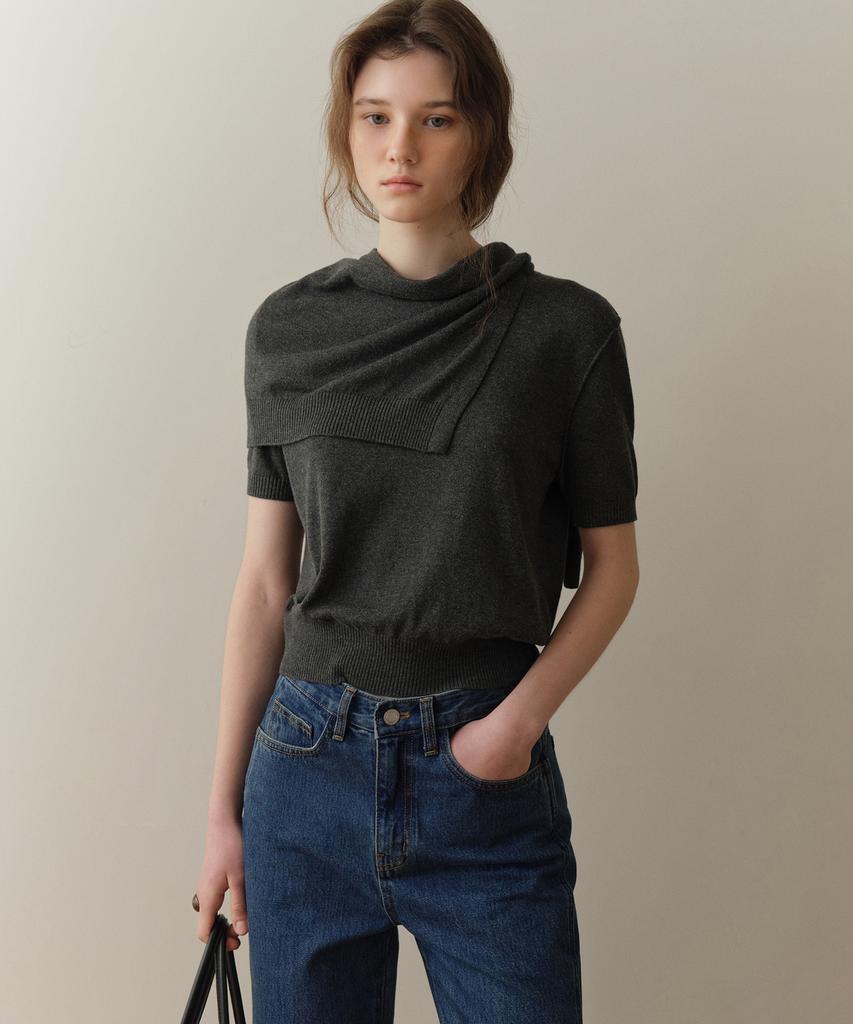 Poyueoaijeuonli Bay Layered Half Knit Set (Charcoal)