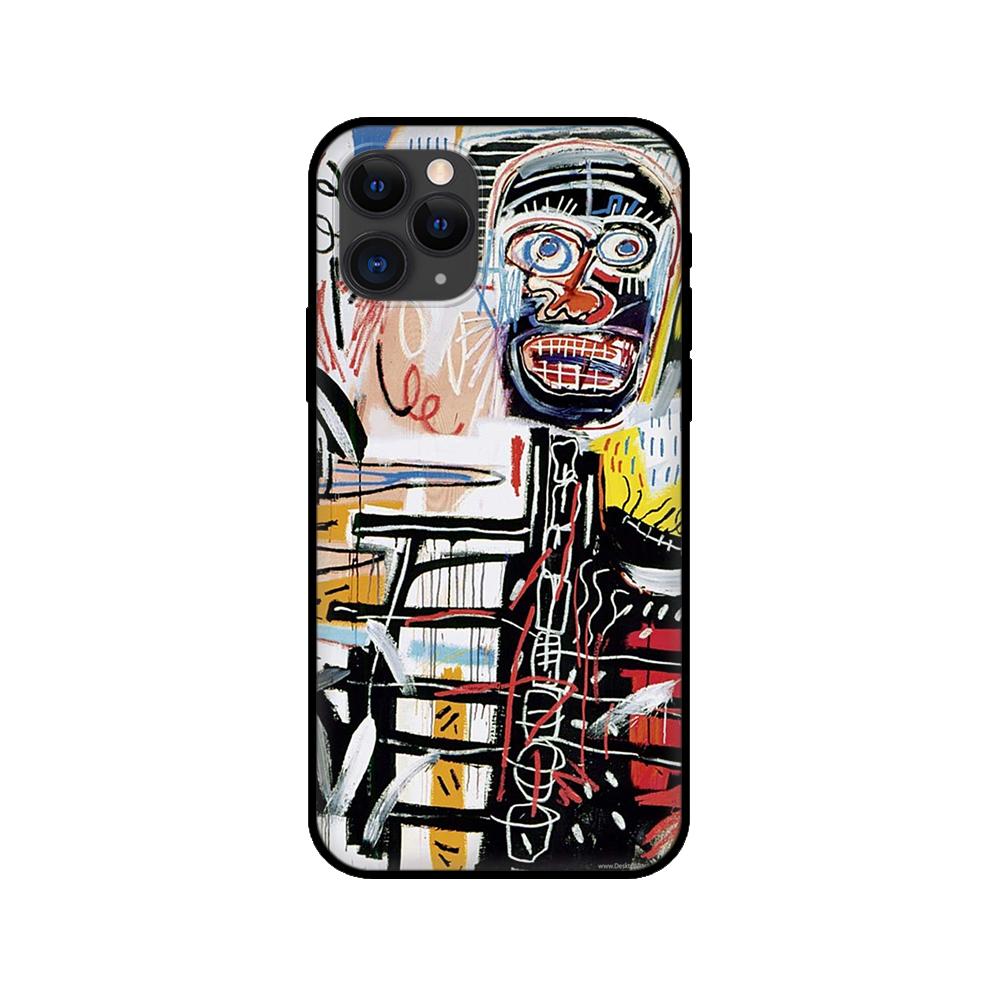 Black Tpu Case for Iphone 5 5s Se 2020 6 6s 7 8 Plus X 10 XR XS 11 12 13 Mini Pro MAX Back Cover Ins Street Graffiti Painting