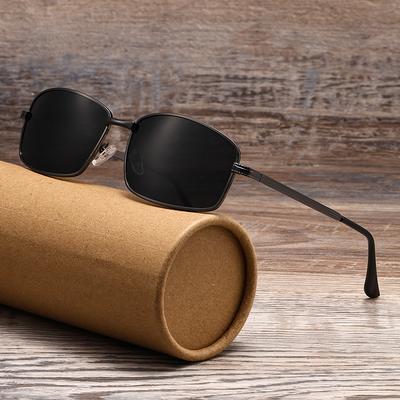 Fashion Polarized Sunglasses Men Square Metal Driving Outdoor Strong Light Shading Eyewear Women Retro Vintage Sun GlassesUv400