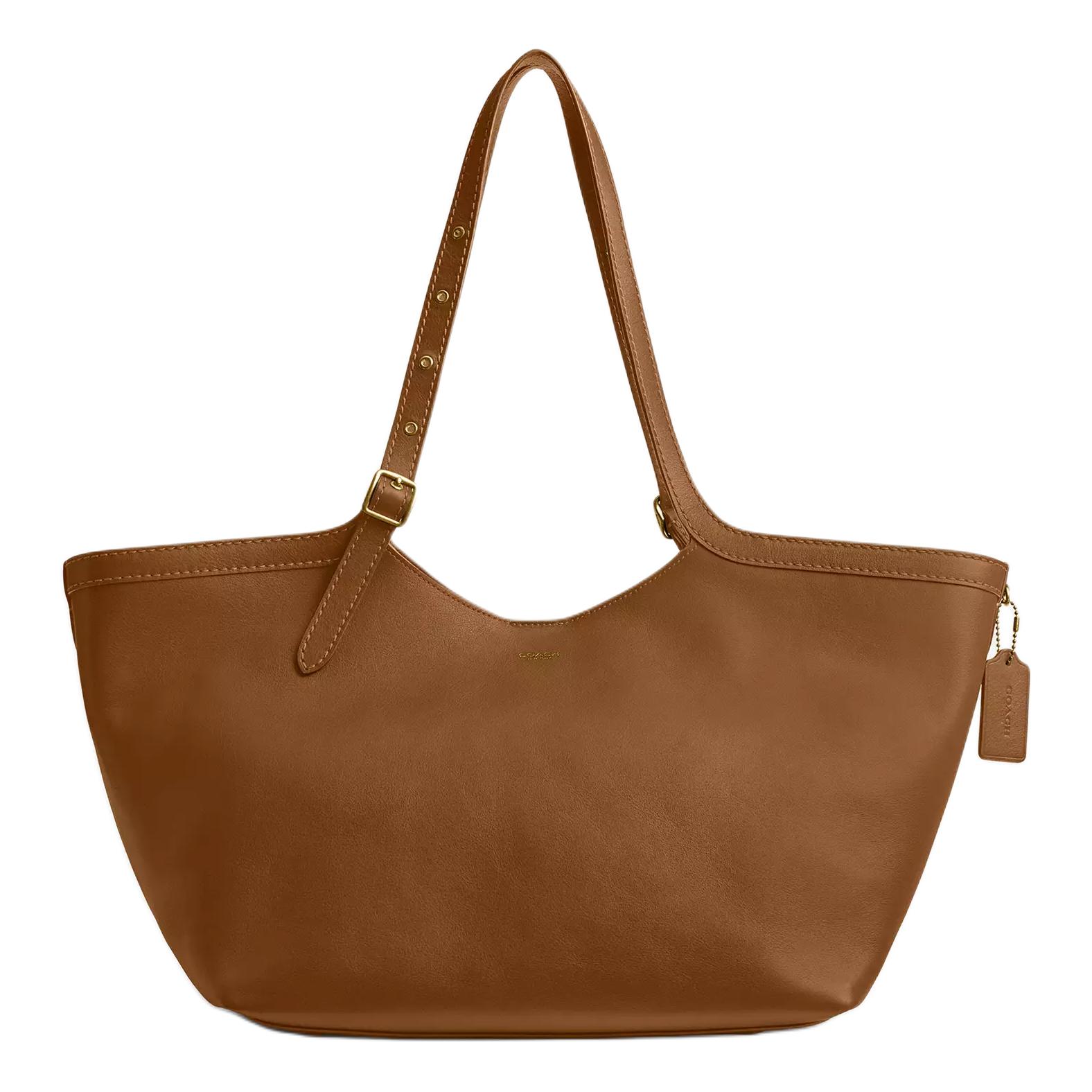 Coach Women's Brown Gramercy 35 Adjustable Shoulder Strap Pebbled Leather Tote Bag Tote Brass Honey- Cam00-B4t7j