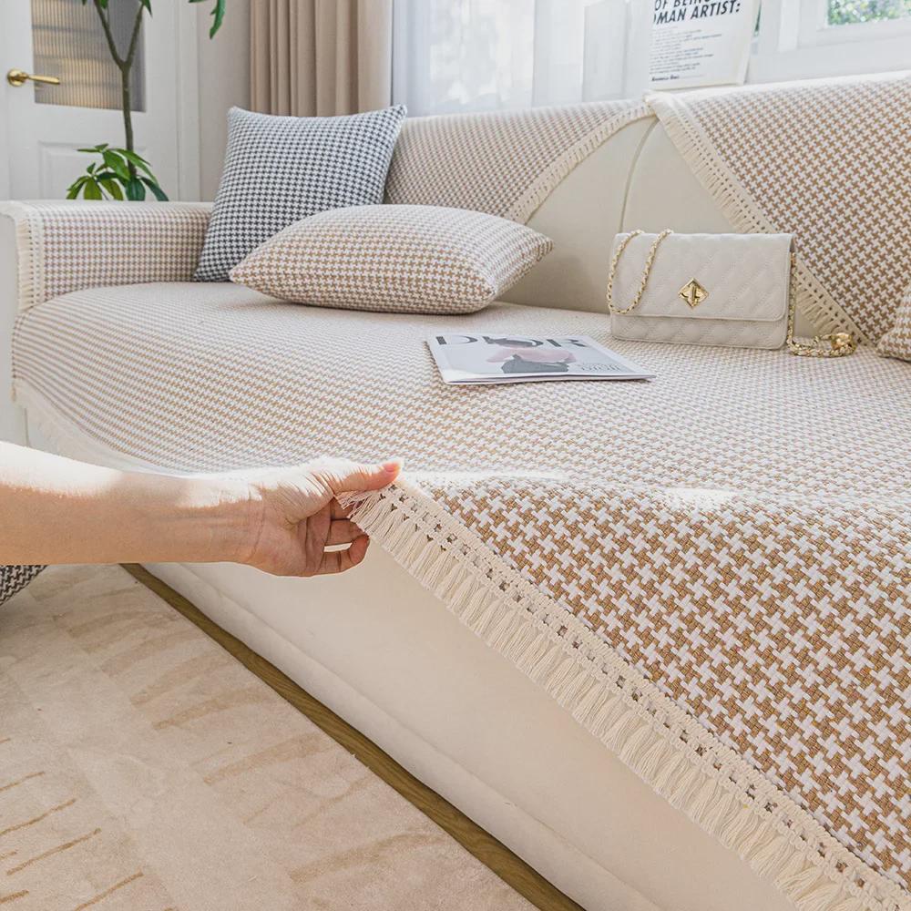 "All-Season Non-Slip Cotton Cushion Cover & Back Towel – Fashionable and Simple Design"