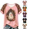 Women's Casual Halloween Striped Print Short Sleeve T-Shirt