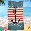 Nordic painted ship anchor digital-printed polyester Superfine fiber double-sided fleece Beach vacation bath towel, beach towel