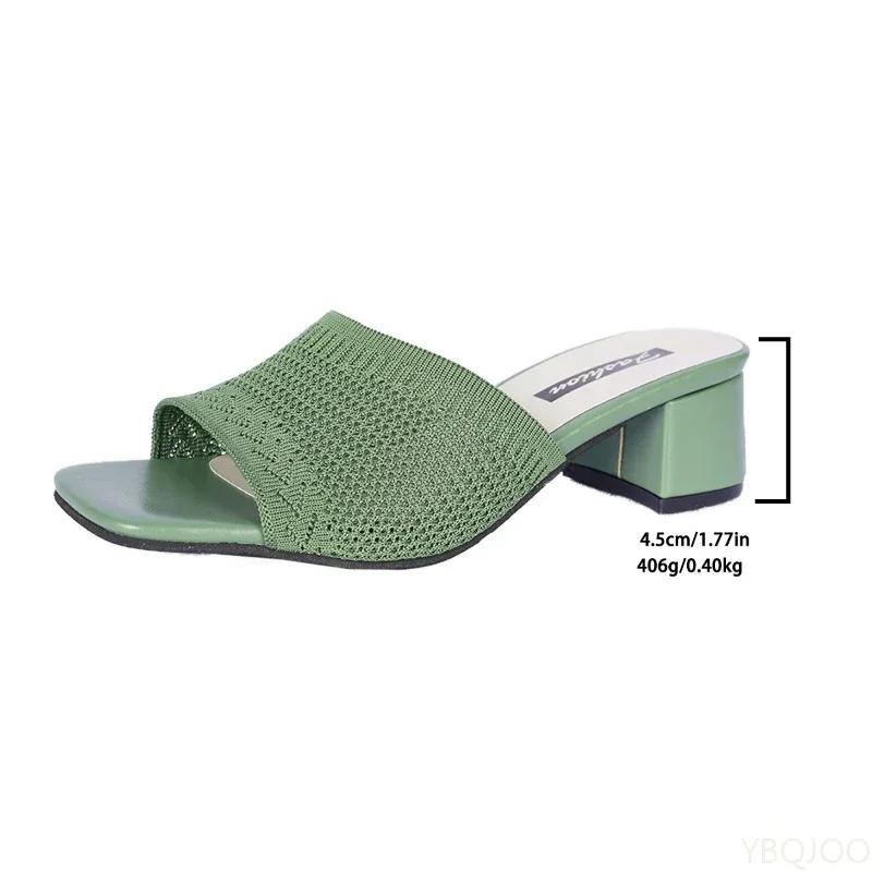 Women's Plus Size Mid Heel Slippers 2025summer New High Heels Party Shoes Comfortable Slippers Sandals Fashionable Women's Shoes